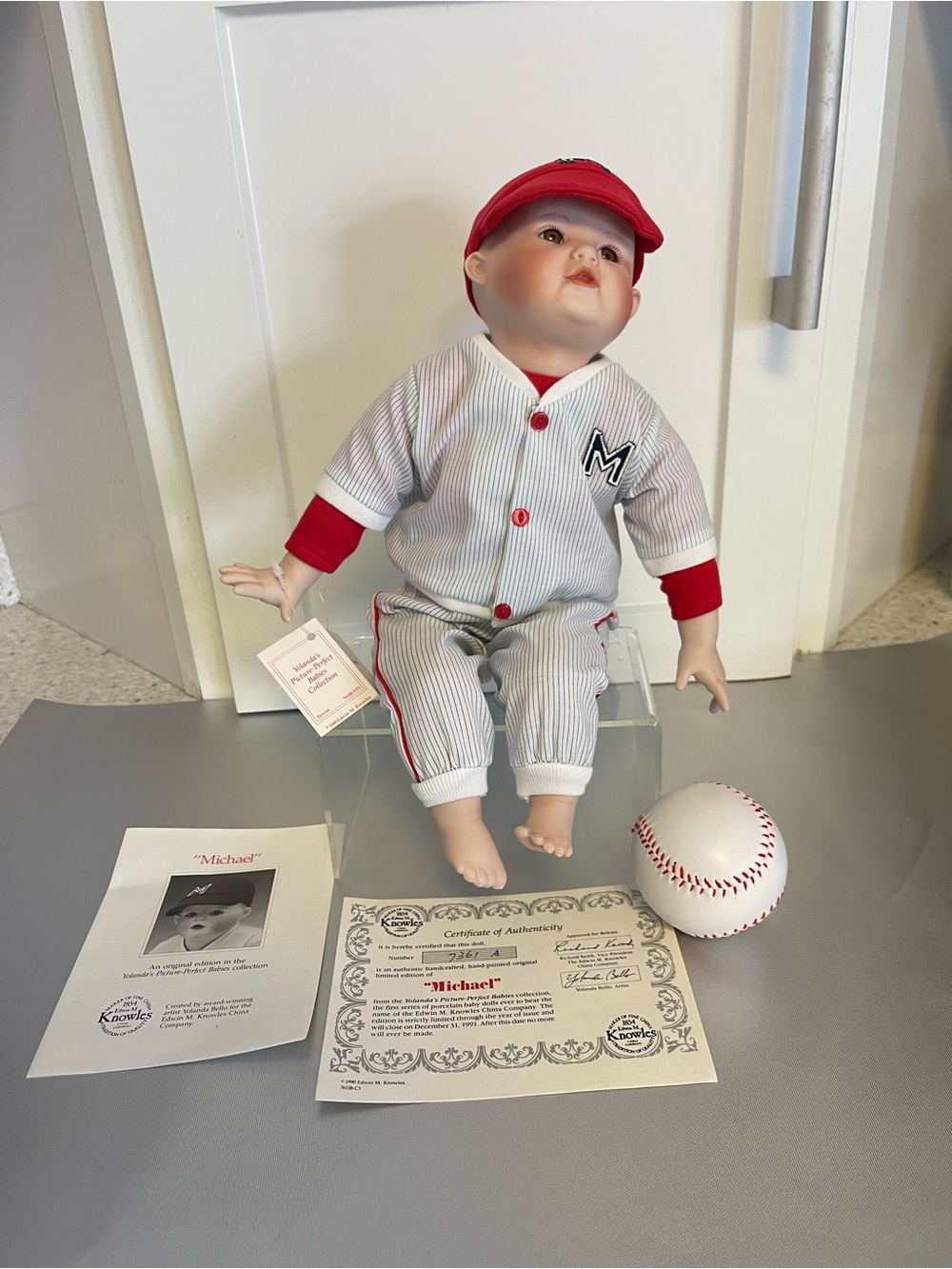 Knowles Yolanda Michael  Porcelain Certified Baseball Doll #7361A Displayed Only